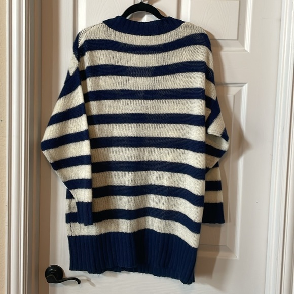 Lularoe lucille cardigan, blue and white striped, oversized fit, medium - Picture 2 of 7